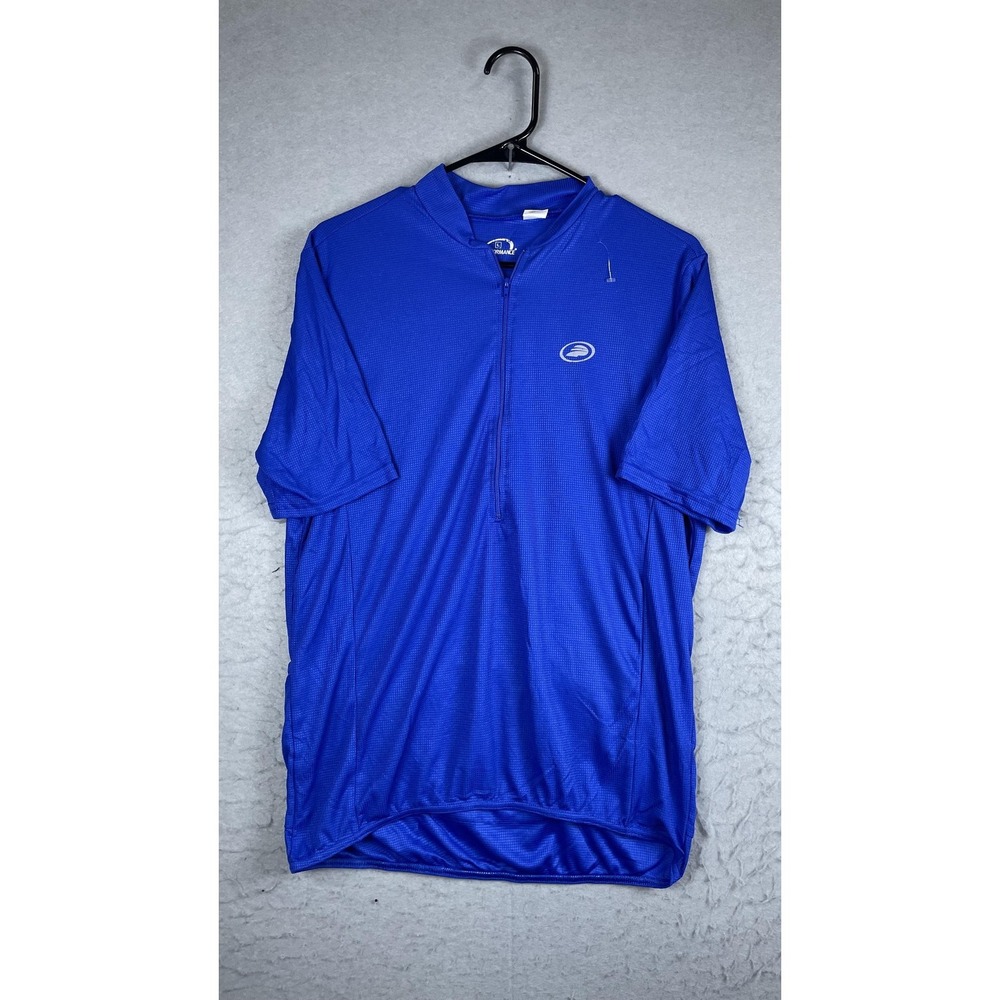 Performance Cycling Jersey Mens Large Blue 1/4 Zip Short Sleeve‎ Bike Shirt